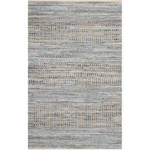 Hawthorne Collection 2'3&quot X 12' Handmade Jute Rug in Natural and Blue