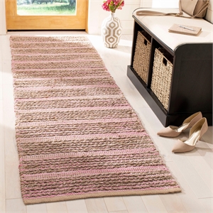 Hawthorne Collection 2'3&quot X 8' Hand Woven Rug in Light Pink