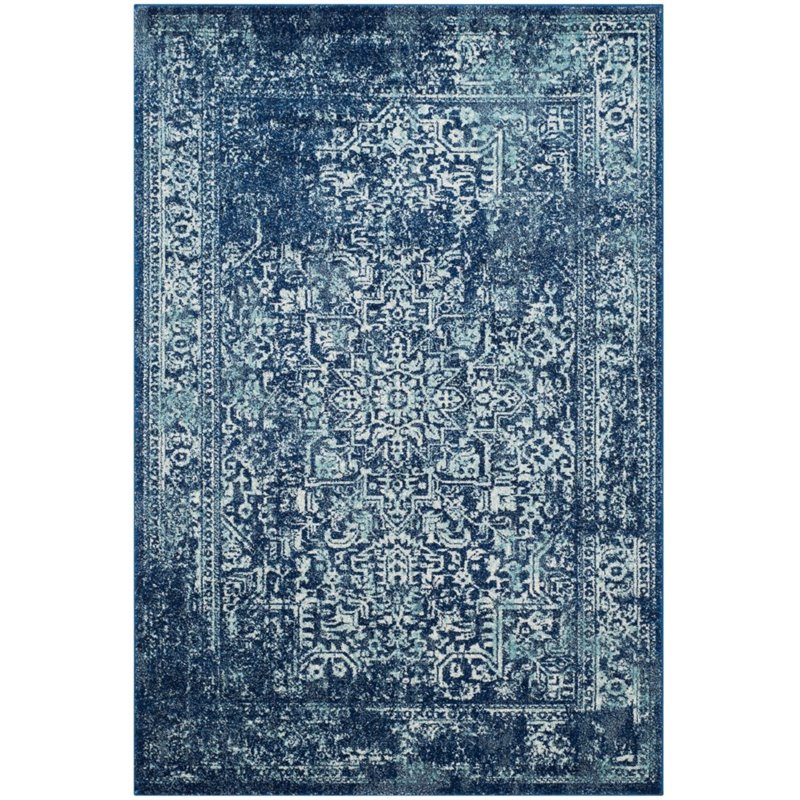 Hawthorne Collection 9' X 12' Power Loomed Rug in Navy and Ivory