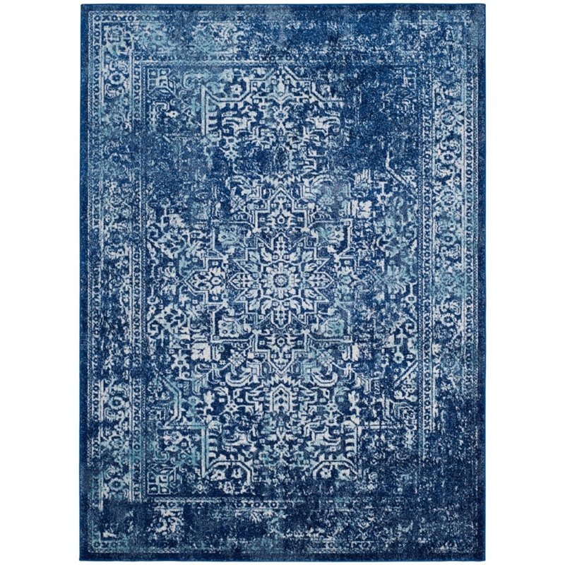 Hawthorne Collection 9' X 12' Power Loomed Rug in Navy and Ivory