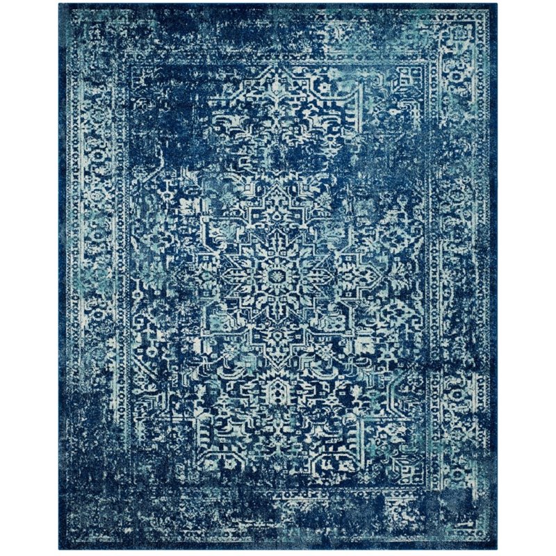 Hawthorne Collection 9' X 12' Power Loomed Rug in Navy and Ivory