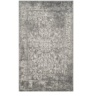 Hawthorne Collection 3' X 5' Power Loomed Rug in Gray and Ivory