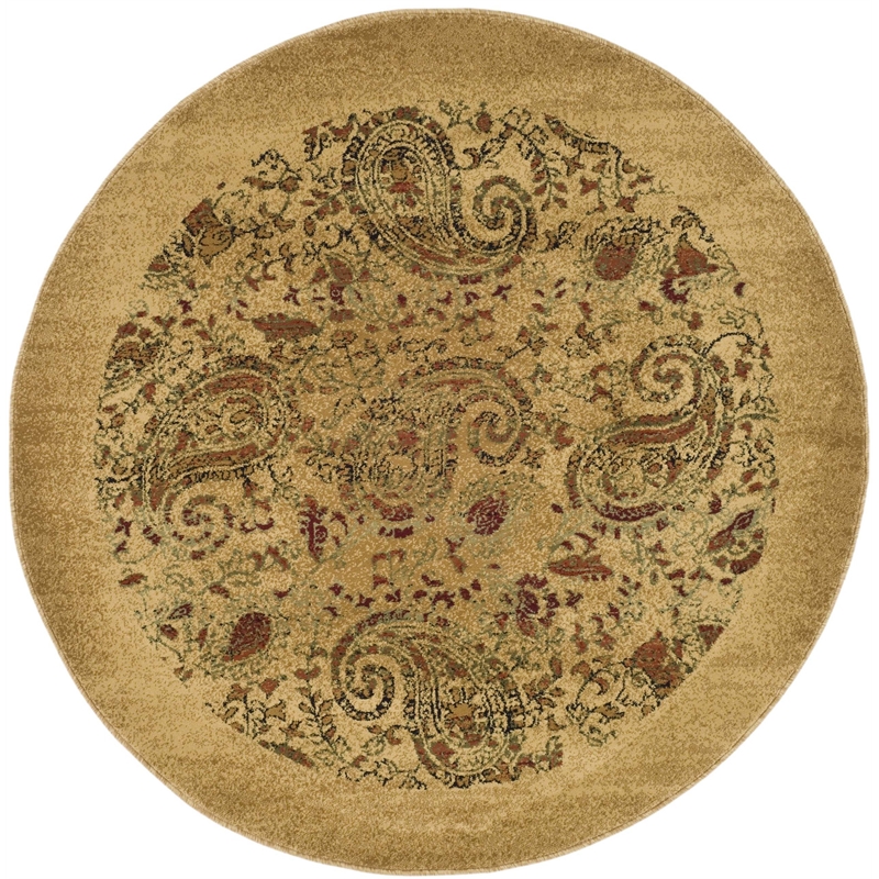 Hawthorne Collection 4' Round Power Loomed Rug in Beige