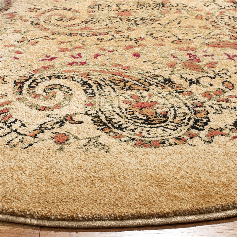 Hawthorne Collection 4' Round Power Loomed Rug in Beige