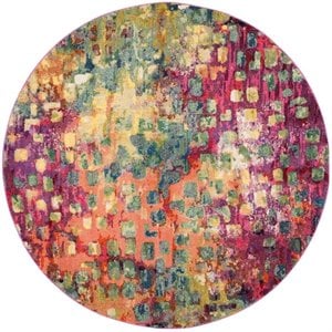 hawthorne collection 5' round power loomed polypropylene rug in pink