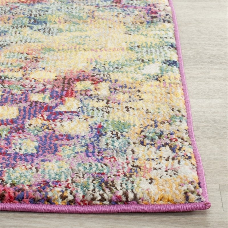 Hawthorne Collection 5' Square Power Loomed Polypropylene Rug in Pink