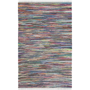 Hawthorne Collection Rag 6' X 9' Hand Woven Cotton Rug in Gray