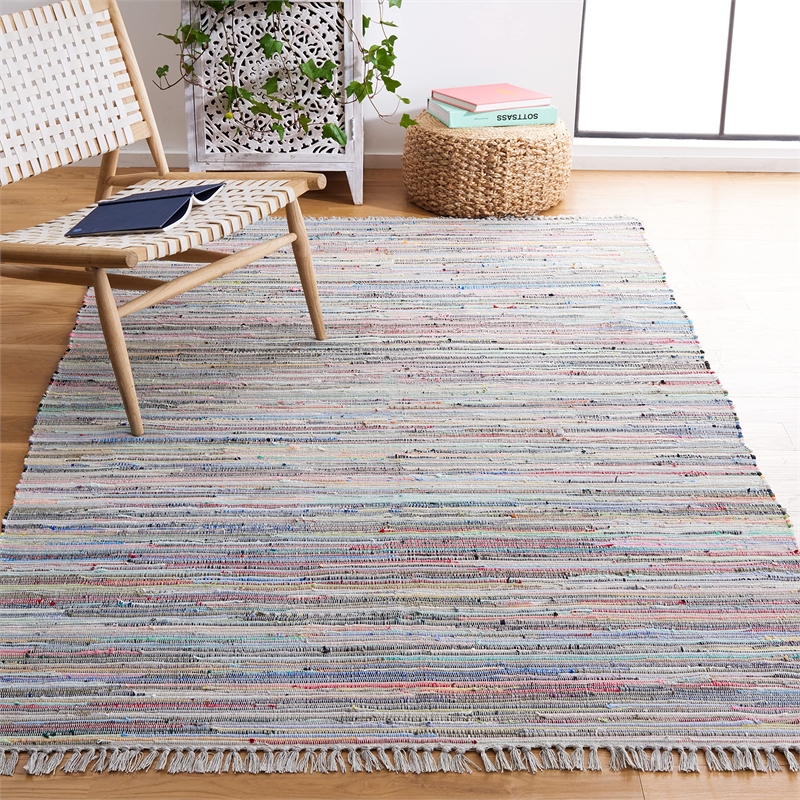 Hawthorne Collection Rag 6' X 9' Hand Woven Cotton Rug in Gray
