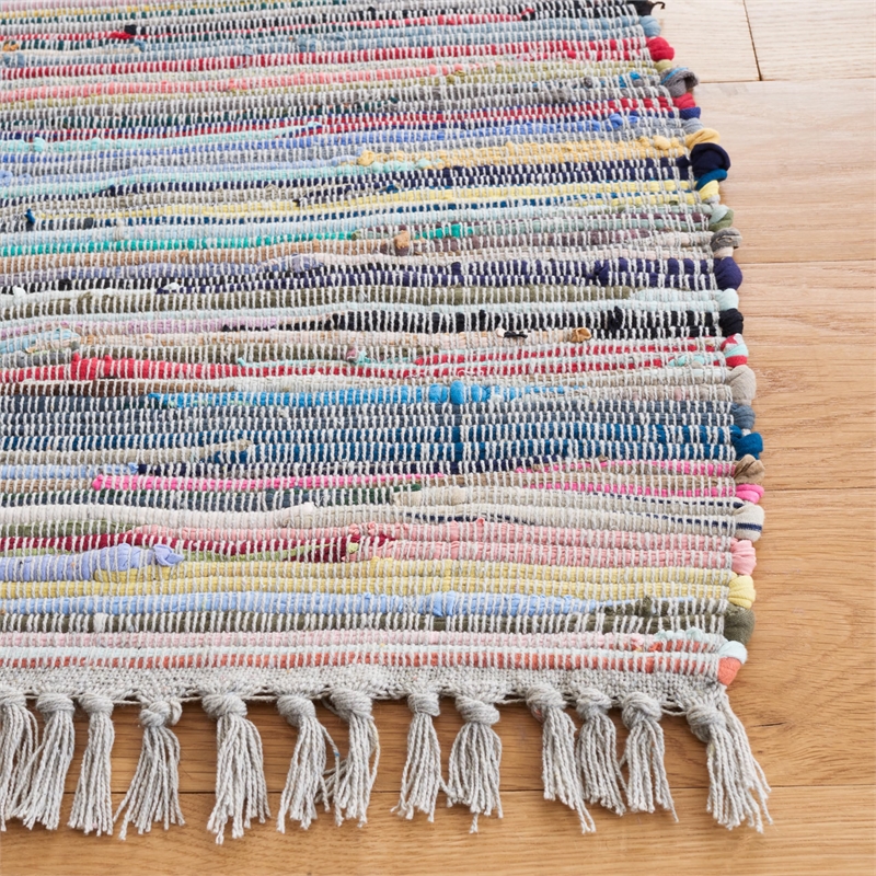 Hawthorne Collection Rag 6' X 9' Hand Woven Cotton Rug in Gray