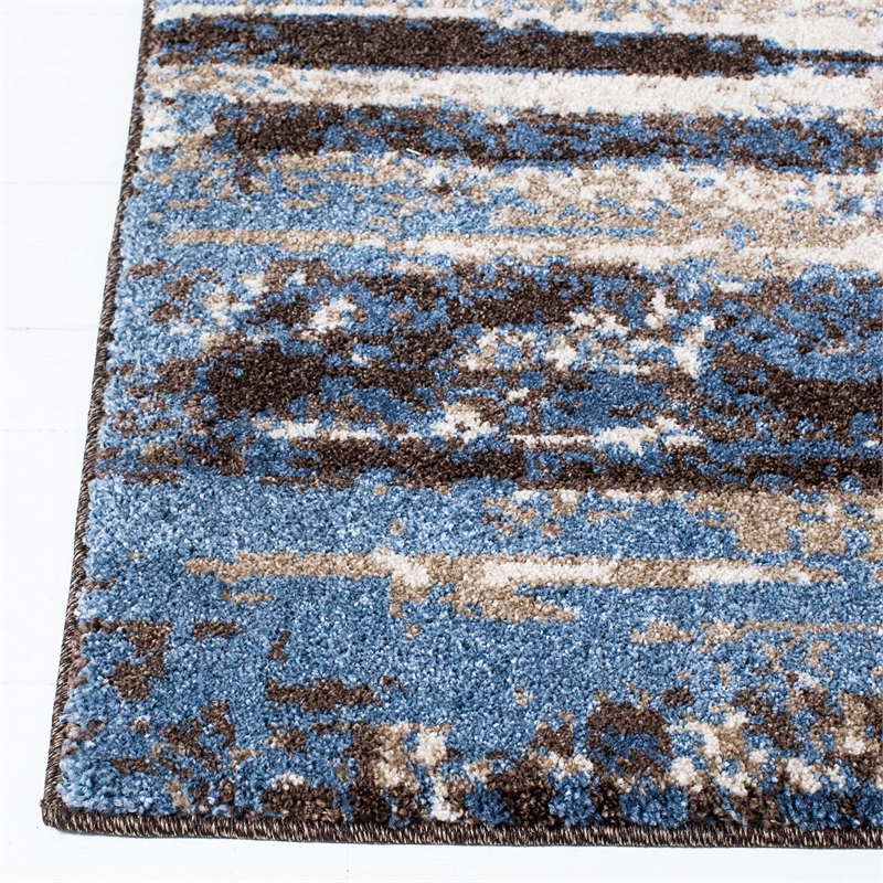 Hawthorne Collection 6' X 9' Power Loomed Rug in Cream and Blue
