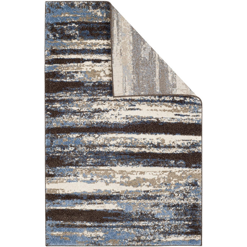 Hawthorne Collection 6' X 9' Power Loomed Rug in Cream and Blue