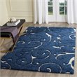 Hawthorne Collection 4' X 6' Power Loomed Rug in Dark Blue and Cream