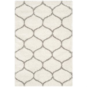 hawthorne collection 6' x 9' power loomed rug in ivory and gray