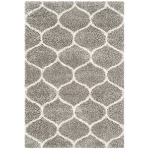 hawthorne collection 6' x 9' power loomed rug in gray and ivory