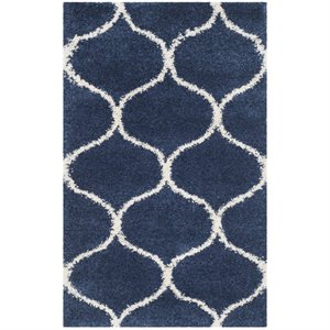 hawthorne collection 6' x 9' power loomed rug in navy and ivory
