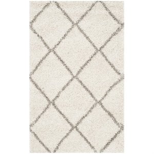 hawthorne collection 3' x 5' power loomed rug in ivory and gray