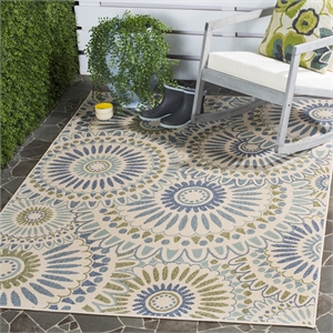 Hawthorne Collection 6'7&quot X 9'6&quot Power Loomed Rug in Cream and Green