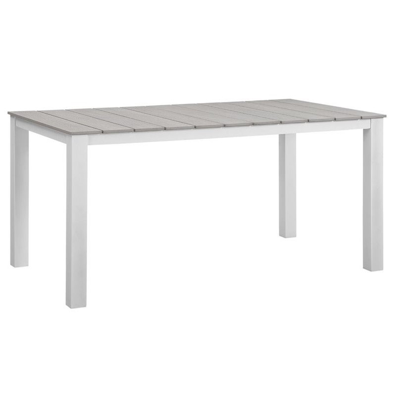 Hawthorne Collection 7 Piece Outdoor Dining Set in Gray and White