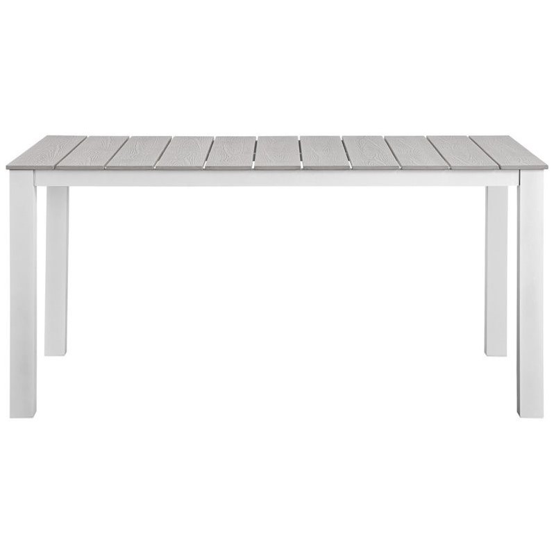 Hawthorne Collection 7 Piece Outdoor Dining Set in Gray and White