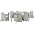 Hawthorne Collection 7 Piece Outdoor Dining Set in Gray and White
