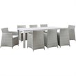 Hawthorne Collection 9 Piece Outdoor Dining Set in Gray and White