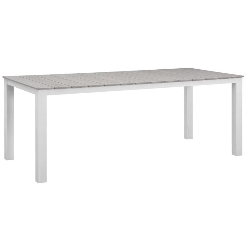 Hawthorne Collection 9 Piece Outdoor Dining Set in Gray and White