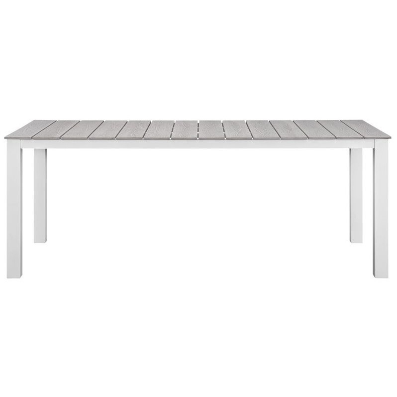 Hawthorne Collection 9 Piece Outdoor Dining Set in Gray and White