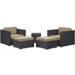 Hawthorne Collection 5 Piece Outdoor Sofa Set in Espresso and Mocha