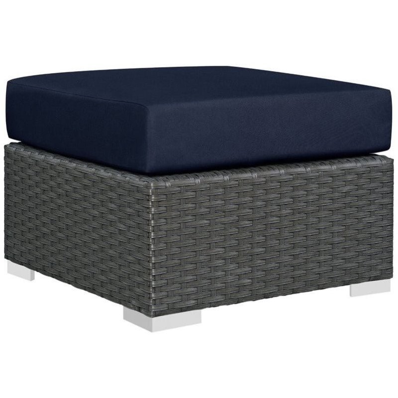Hawthorne Collection Patio Ottoman in Canvas Navy