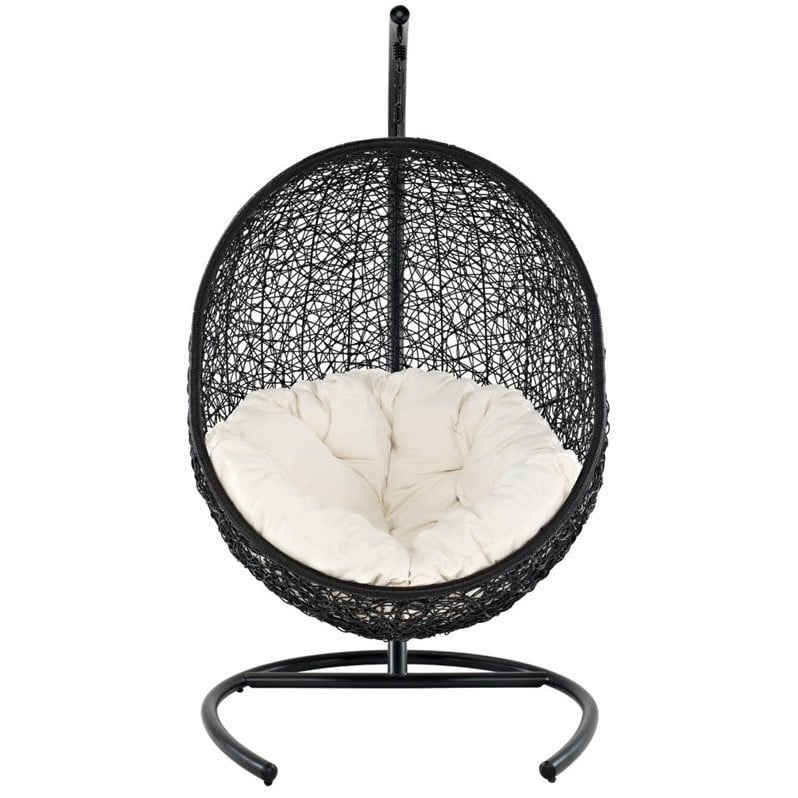 Hawthorne Collection Patio Swing Chair in Espresso and White