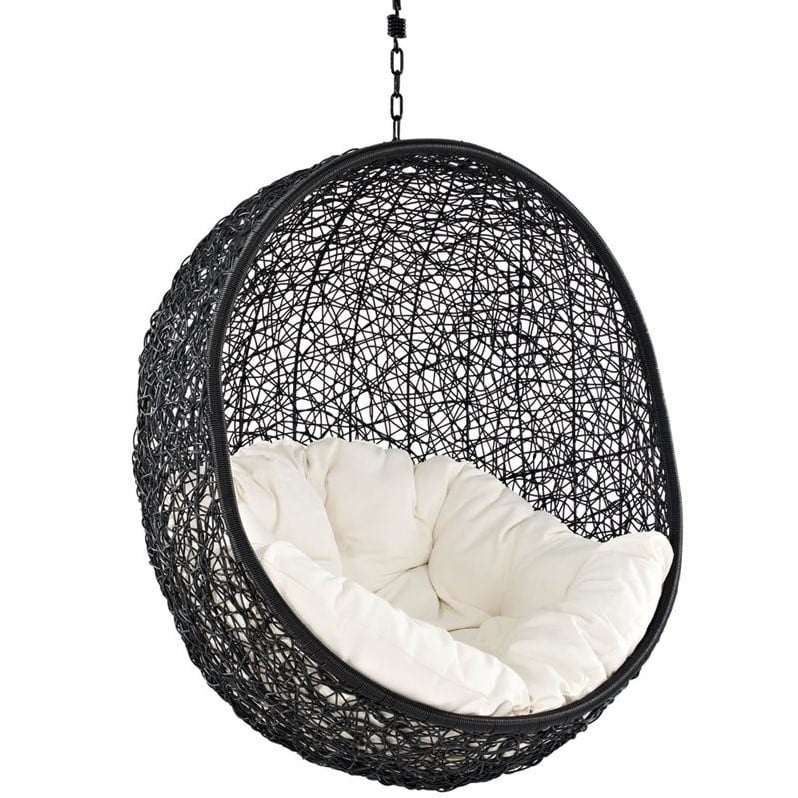 Hawthorne Collection Patio Swing Chair in Espresso and White