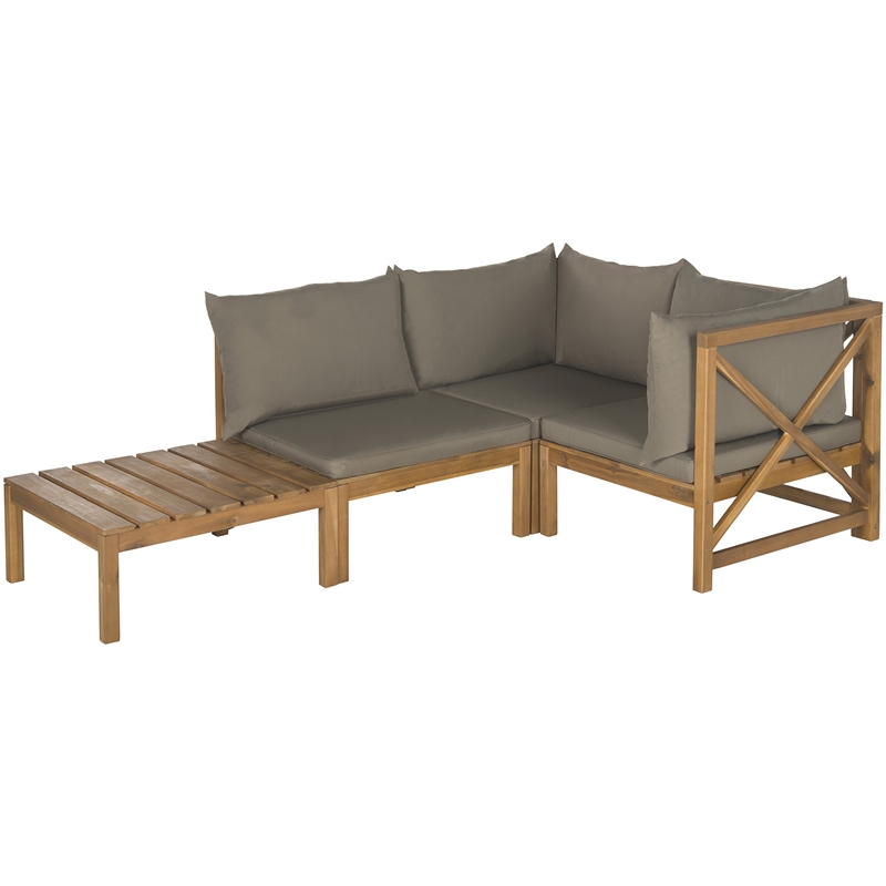 Hawthorne Collection Outdoor Sectional Teak Brown and Taupe