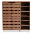 Hawthorne Collection Engineered Wood Walnut Shoe Storage Cabinet Rectangular Slatted Doors 38.06