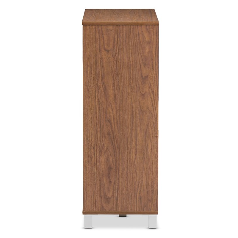 Hawthorne Collection Engineered Wood Walnut Shoe Storage Cabinet Rectangular Slatted Doors 38.06