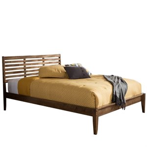 Hawthorne Collections Mid-Century Wood Queen Platform Bed in Walnut Brown