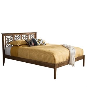 Hawthorne Collections Mid-Century Wood Queen Platform Bed in Walnut Brown