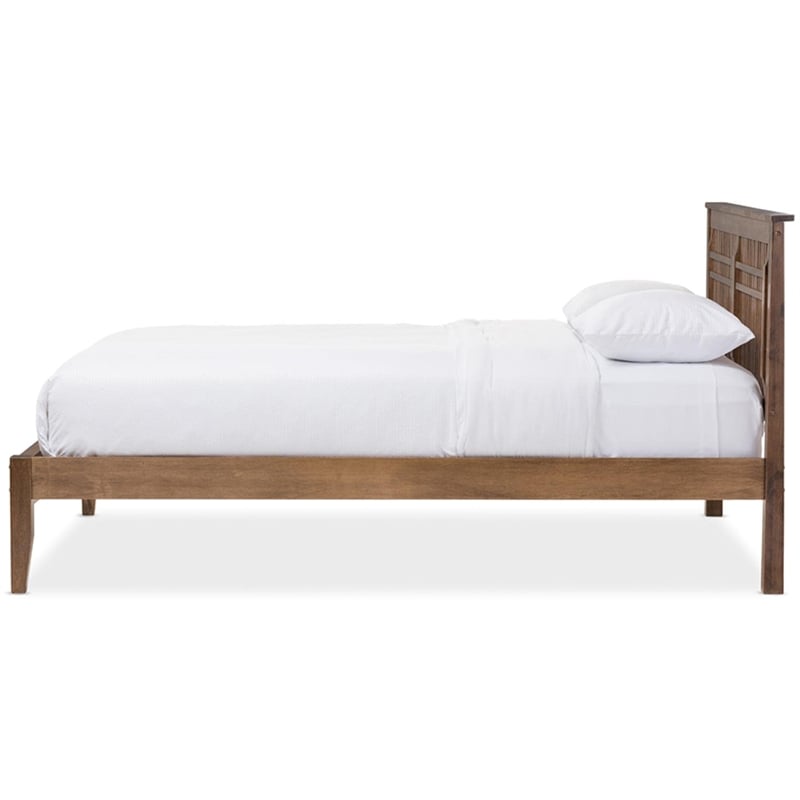 Hawthorne Collections Farmhouse Wood King Platform Bed in Walnut