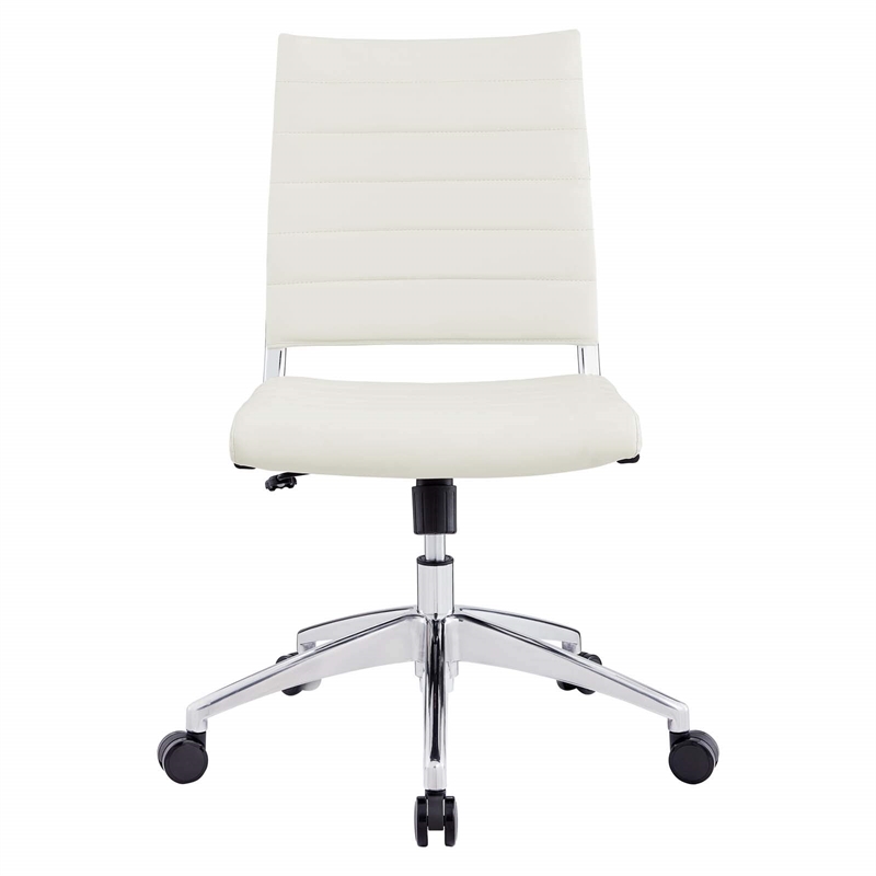 Hawthorne Collections Modern Vinyl Armless Office Chair in White