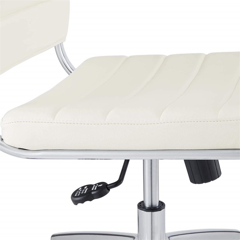 Hawthorne Collections Modern Vinyl Armless Office Chair in White