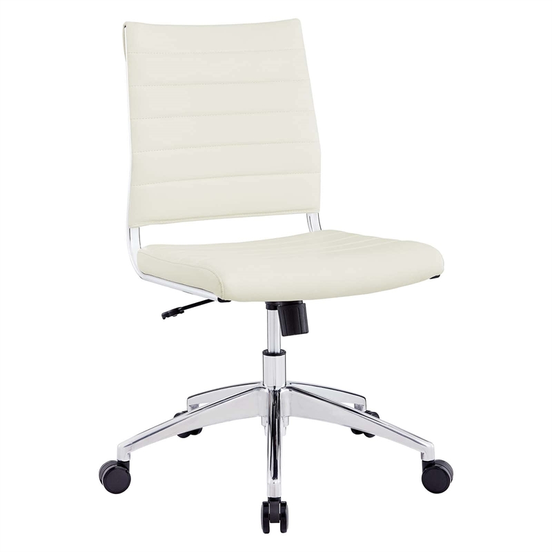 Hawthorne Collections Modern Vinyl Armless Office Chair in White