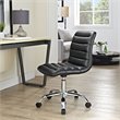 Hawthorne Collections Modern Vinyl Mid Back Armless Swivel Chair in Black