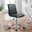Hawthorne Collections Modern Vinyl Mid Back Armless Swivel Chair in Black