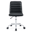 Hawthorne Collections Modern Vinyl Mid Back Armless Swivel Chair in Black