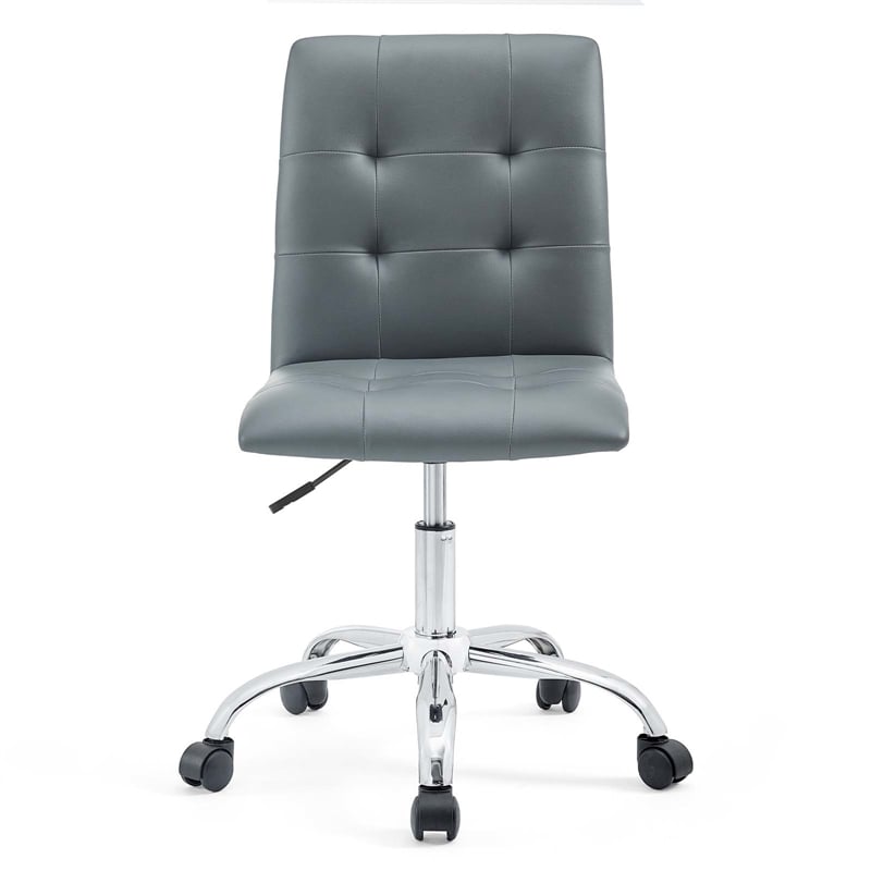 Hawthorne Collections Modern Faux Leather Mid Back Swivel Chair in Gray