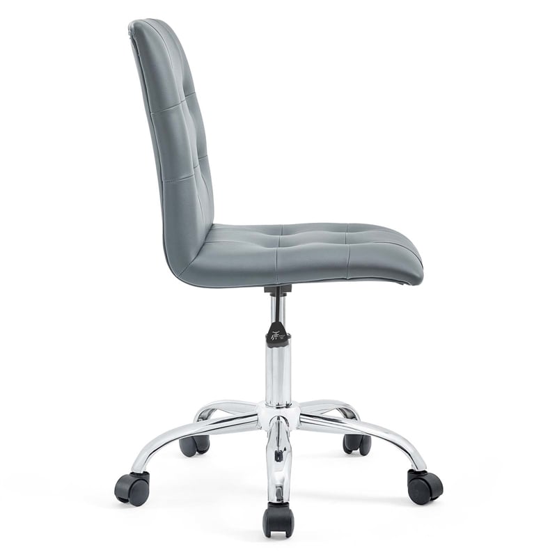 Hawthorne Collections Modern Faux Leather Mid Back Swivel Chair in Gray