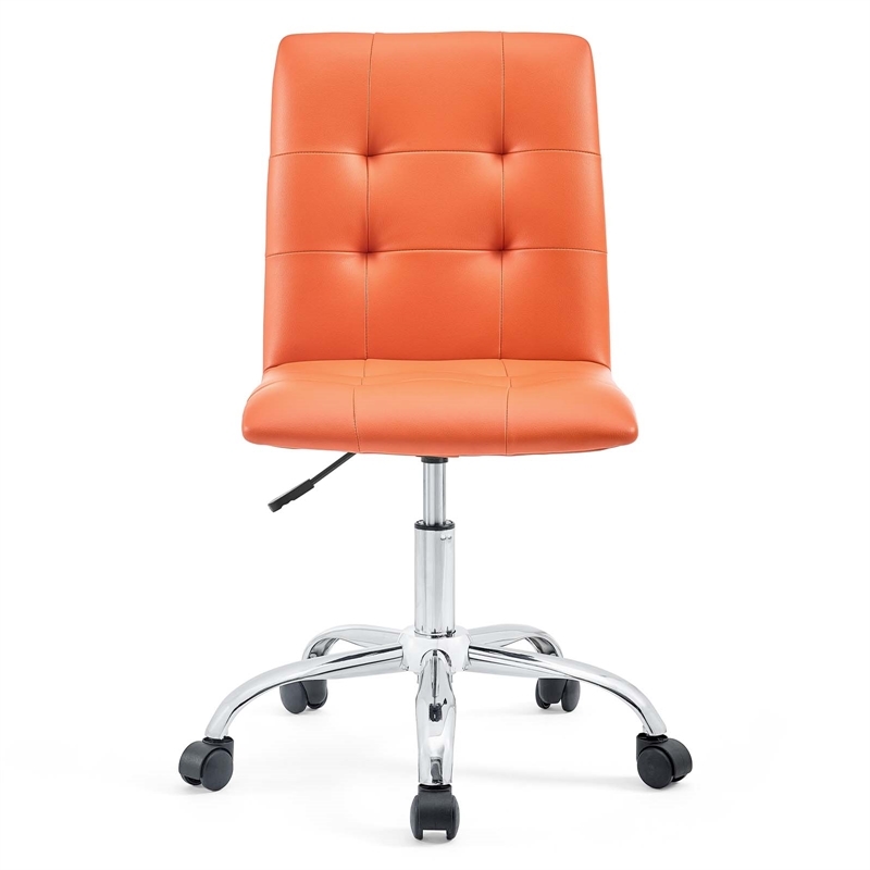 Hawthorne Collections Modern Faux Leather Mid Back Swivel Chair in Orange