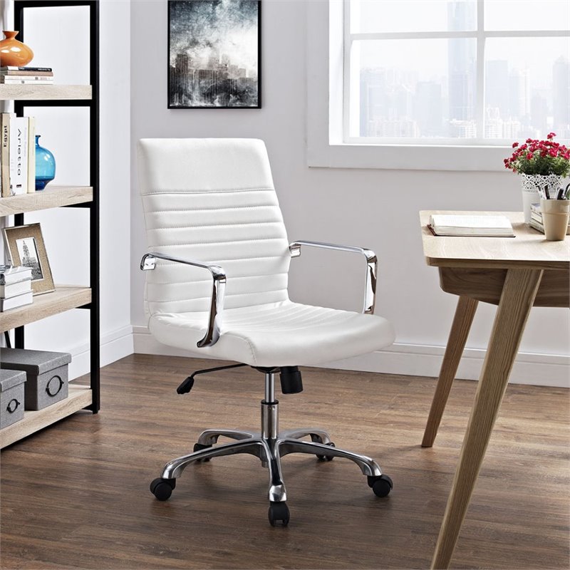 Hawthorne Collection Mid Back Swivel Office Chair in White