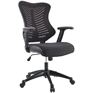 Hawthorne Collection Faux Leather Mesh Office Chair in Black