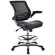 Hawthorne Collection Faux Leather Mesh Drafting Stool in Black