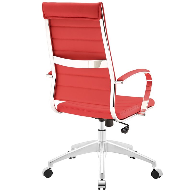 Hawthorne Collections Modern Vinyl/Aluminum High Back Office Chair in Red